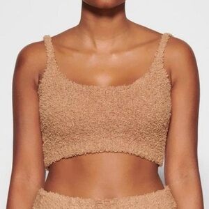SKIMS Tan Fuzzy Crop Top
